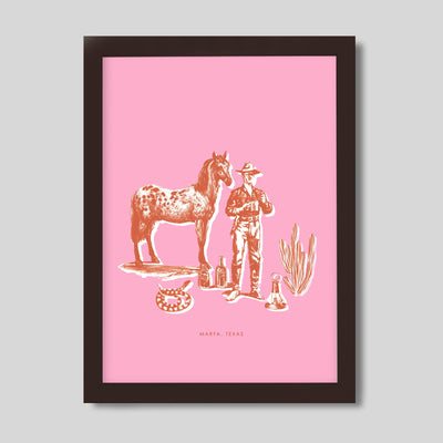 Gallery Prints Pink / 8x10 / Walnut Frame Marfa Cowboy Print dombezalergii