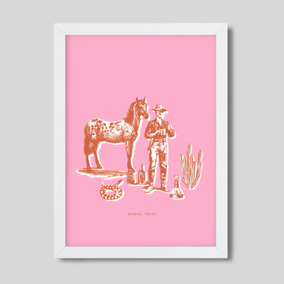 Gallery Prints Pink / 8x10 / White Frame Marfa Cowboy Print dombezalergii