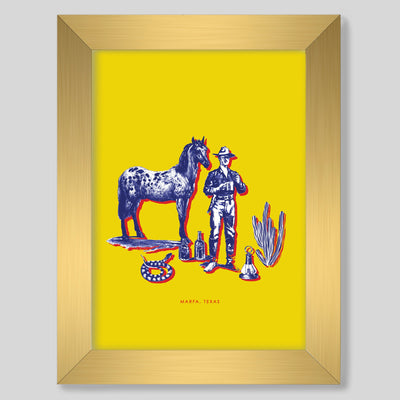 Gallery Prints Yellow / 8x10 / Gold Frame Marfa Cowboy Print dombezalergii