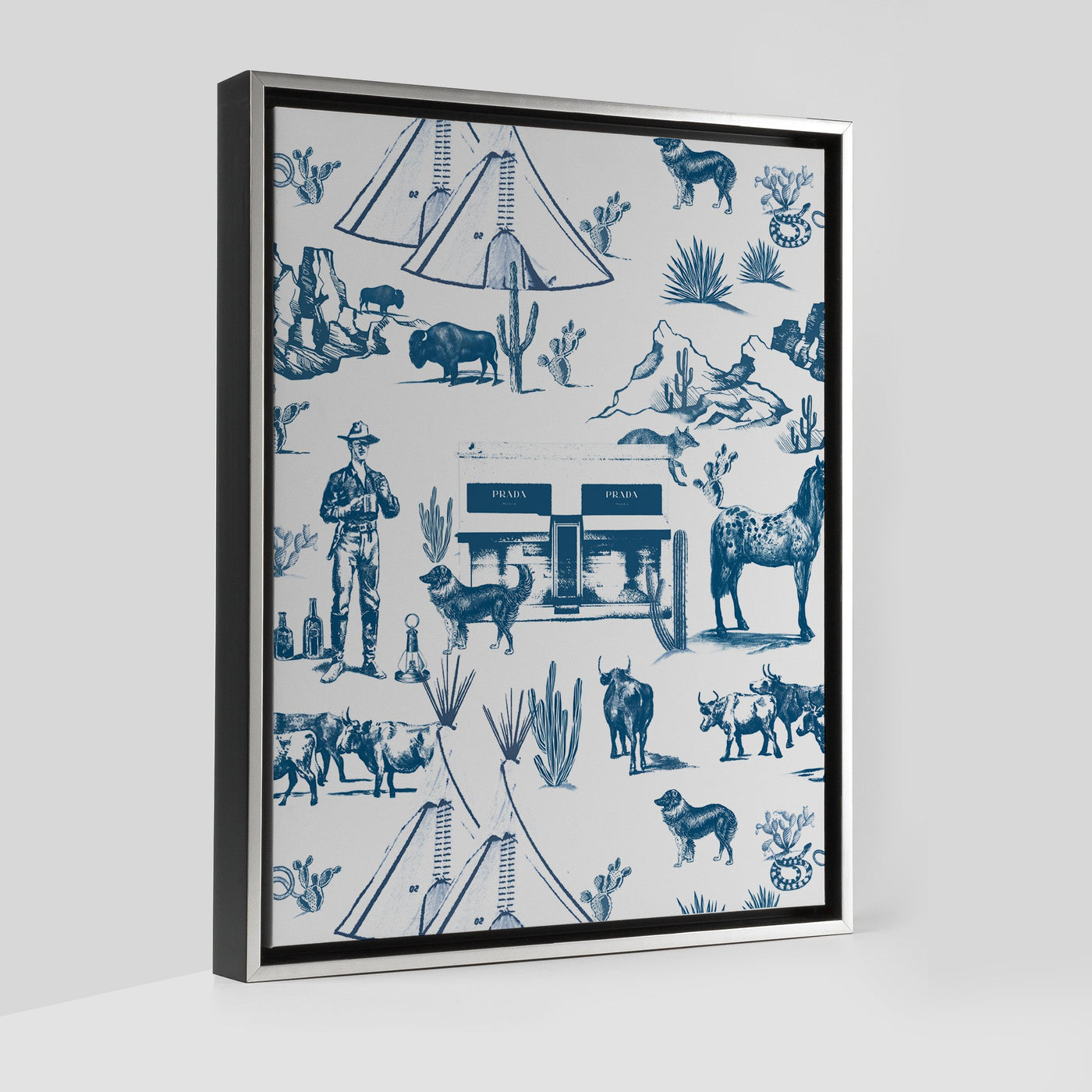 Gallery Prints Navy / 8x10 / Silver Marfa Toile Canvas dombezalergii