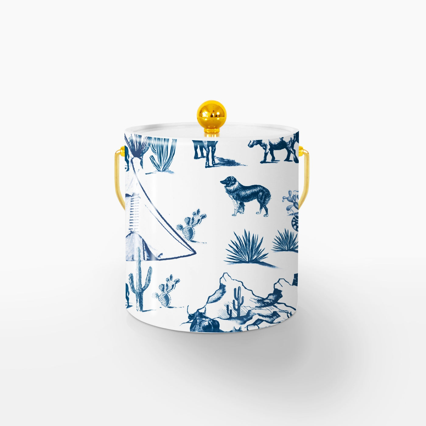 Ice Bucket Navy / Gold Marfa Toile Ice Bucket#color_navy dombezalergii