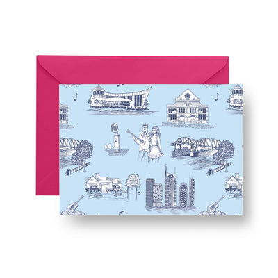 Folded Notecard Blue Navy Nashville Folded Notecard Set dombezalergii