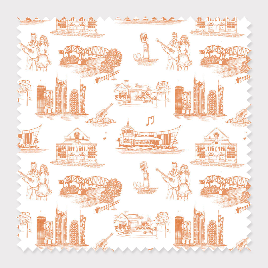 Fabric Cotton / Apricot / By The Yard Nashville Toile Fabric dombezalergii