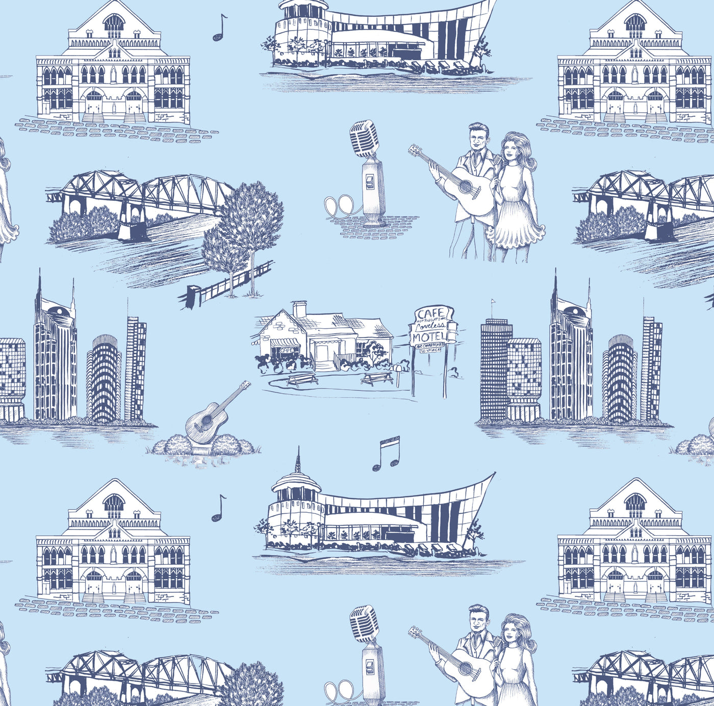 Peel & Stick Wallpaper Blue Navy / 24"x 48" Nashville Toile Peel & Stick Wallpaper dombezalergii