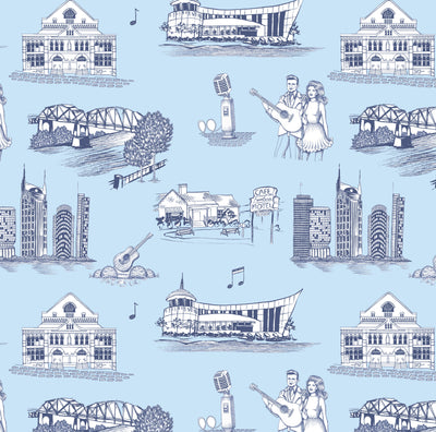 Peel & Stick Wallpaper Blue Navy / 24"x 48" Nashville Toile Peel & Stick Wallpaper dombezalergii