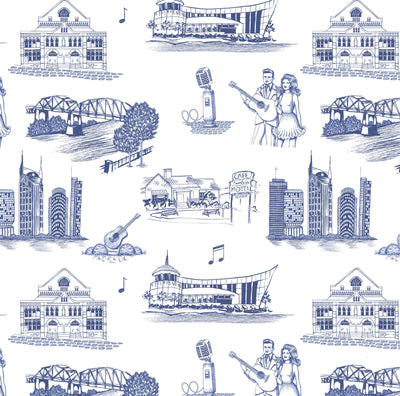 Peel & Stick Wallpaper Navy / 24"x 48" Nashville Toile Peel & Stick Wallpaper dombezalergii