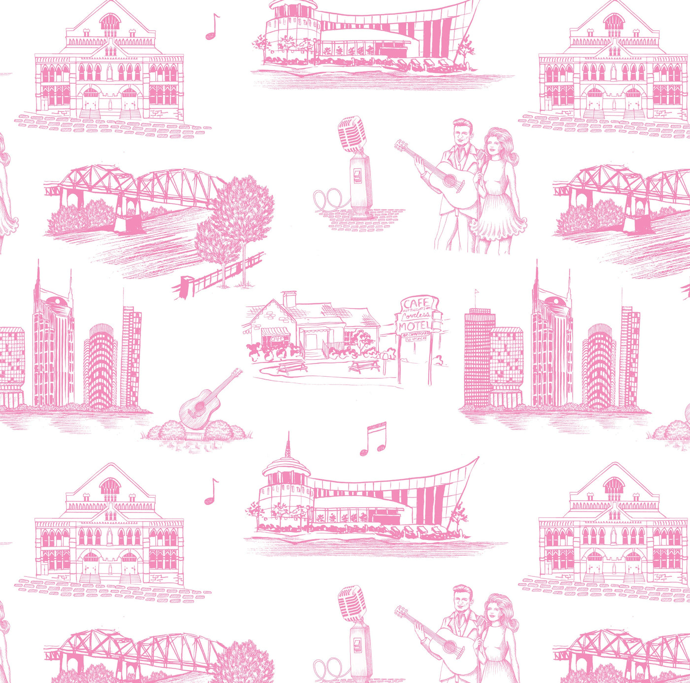 Peel & Stick Wallpaper Pink / 24"x 48" Nashville Toile Peel & Stick Wallpaper dombezalergii