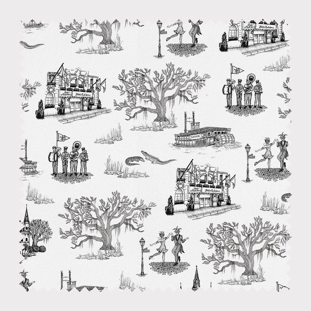 Fabric Cotton / Black / By The Yard New Orleans Toile Fabric dombezalergii