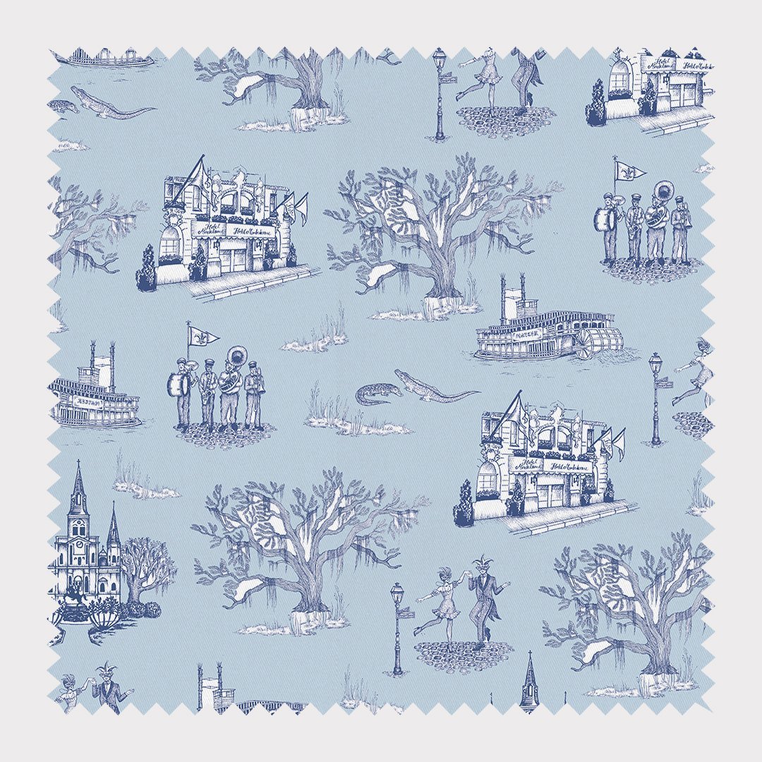 Fabric Cotton / Blue Navy / By The Yard New Orleans Toile Fabric dombezalergii