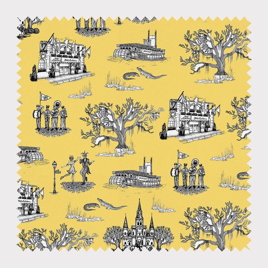 Fabric Cotton / Gold / By The Yard New Orleans Toile Fabric dombezalergii