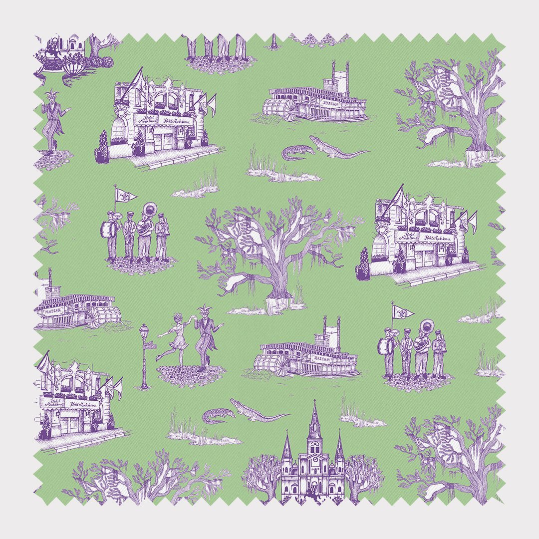 Fabric Cotton / Green Lavender / By The Yard New Orleans Toile Fabric dombezalergii