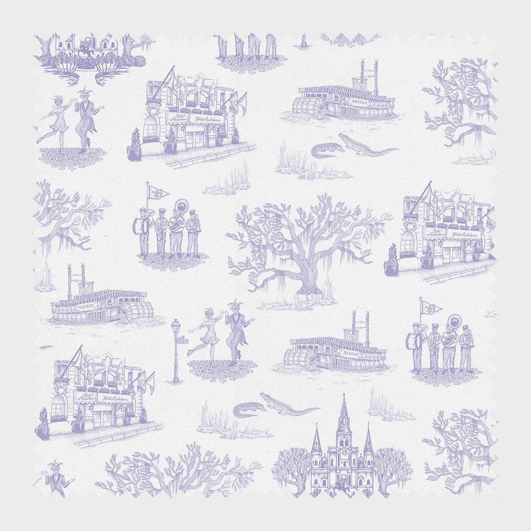 Fabric Cotton / Lavender / By The Yard New Orleans Toile Fabric dombezalergii