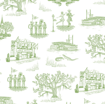 Peel & Stick Wallpaper Green / 24"x 48" New Orleans Toile Peel & Stick Wallpaper dombezalergii