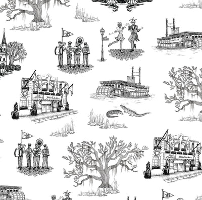 Wallpaper Black / Double Roll New Orleans Toile Wallpaper dombezalergii