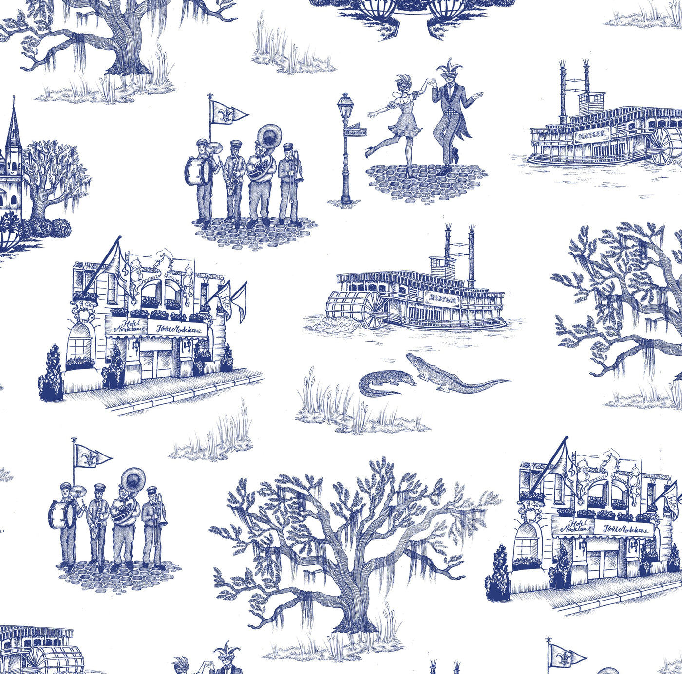 Wallpaper Navy / Double Roll New Orleans Toile Wallpaper dombezalergii