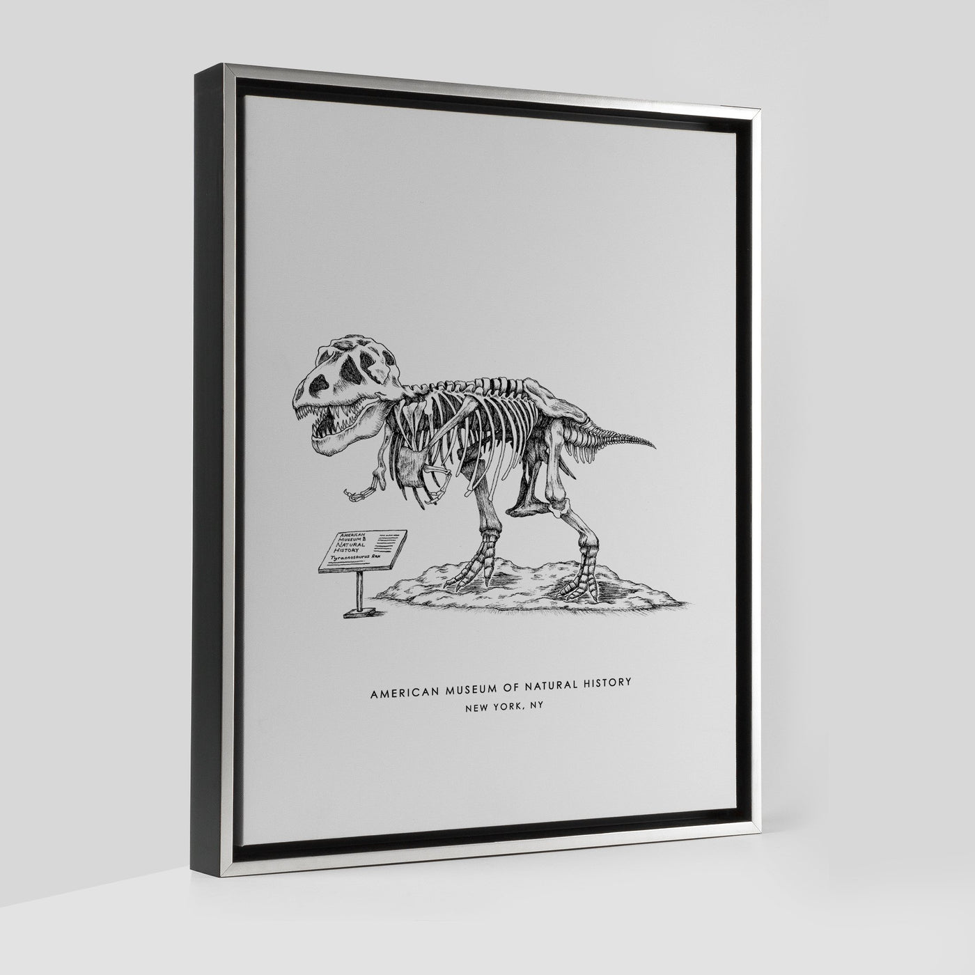 Gallery Prints Black Frame Canvas / 8x10 / Silver New York Dinosaur Print dombezalergii