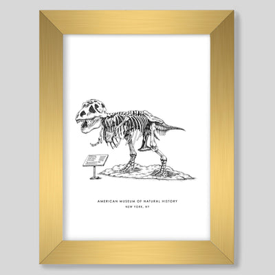 Gallery Prints Black Print / 8x10 / Gold Frame New York Dinosaur Print dombezalergii