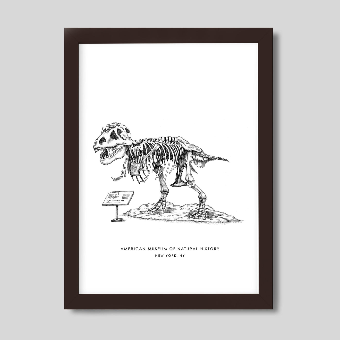 Gallery Prints Black Print / 8x10 / Walnut Frame New York Dinosaur Print dombezalergii