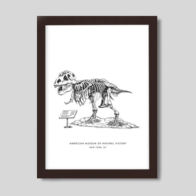 Gallery Prints Black Print / 8x10 / Walnut Frame New York Dinosaur Print dombezalergii