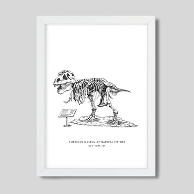 Gallery Prints Black Print / 8x10 / White Frame New York Dinosaur Print dombezalergii