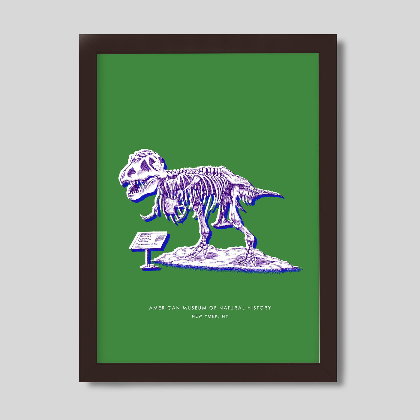Gallery Prints Green Print / 8x10 / Walnut Frame New York Dinosaur Print dombezalergii