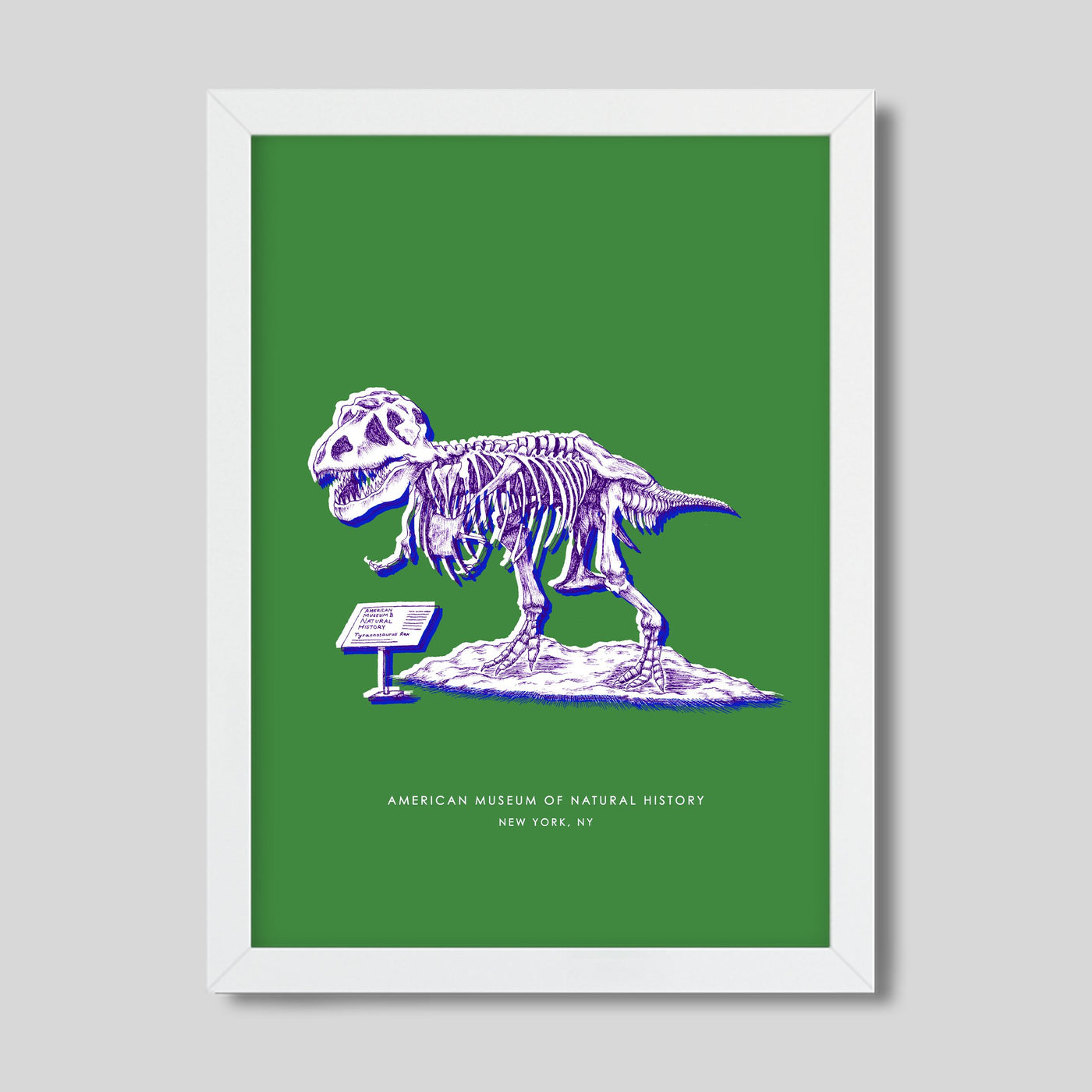 Gallery Prints Green Print / 8x10 / White Frame New York Dinosaur Print dombezalergii