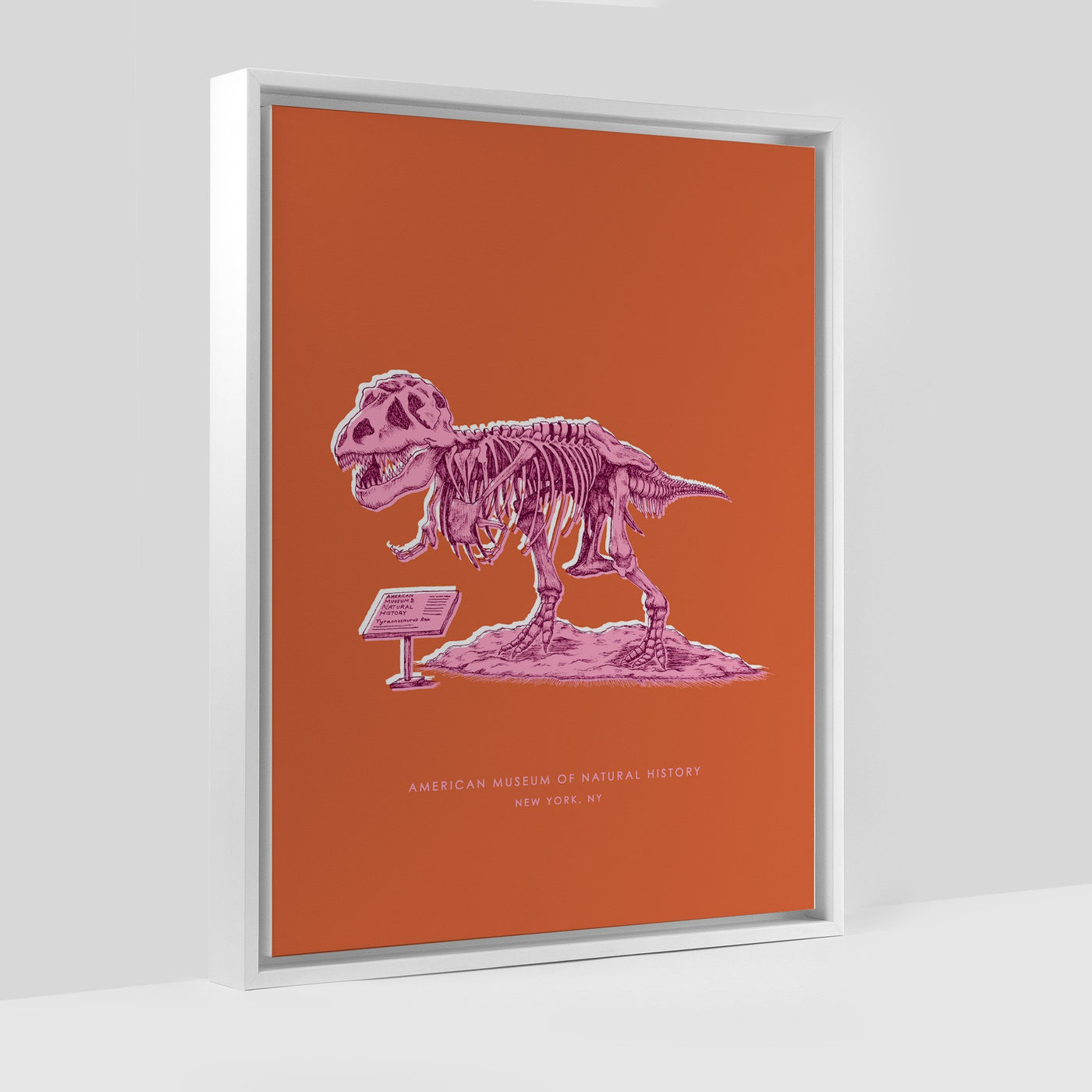 Gallery Prints Orange Canvas / 8x10 / White Frame New York Dinosaur Print dombezalergii