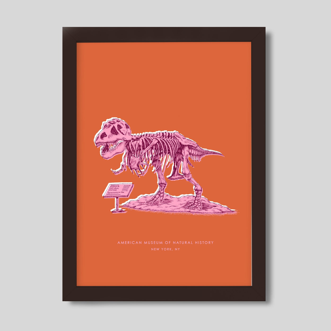 Gallery Prints Orange Print / 8x10 / Walnut Frame New York Dinosaur Print dombezalergii
