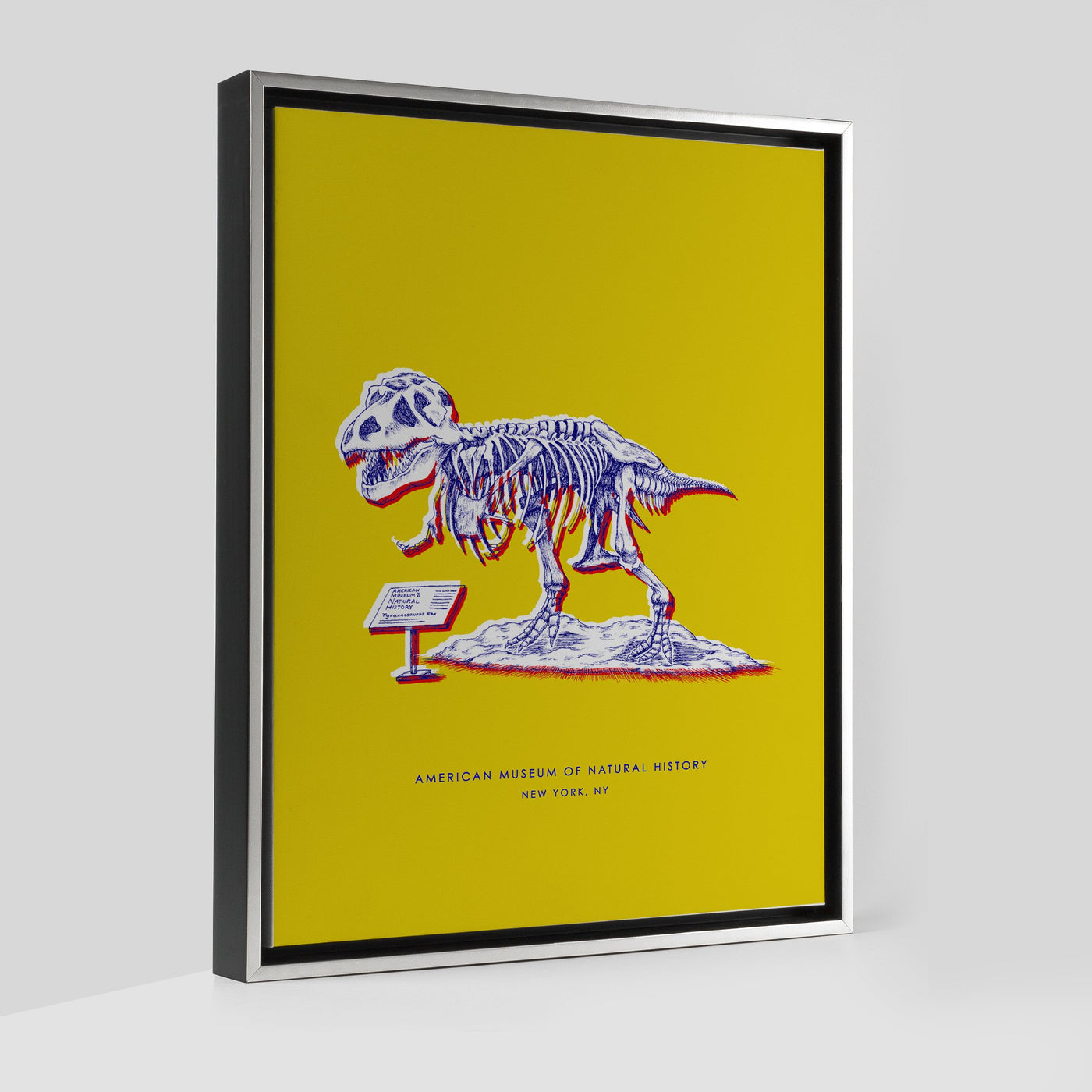 Gallery Prints Yellow Canvas / 8x10 / Silver New York Dinosaur Print dombezalergii