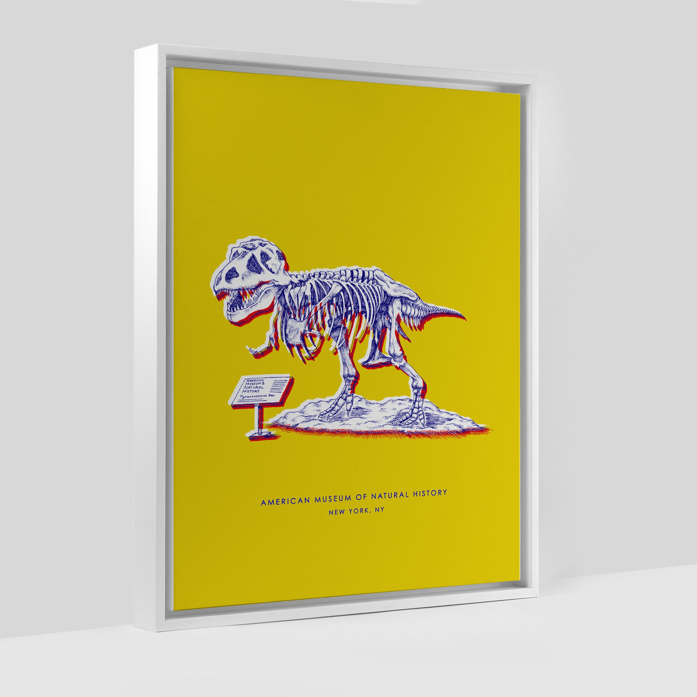 Gallery Prints Yellow Canvas / 8x10 / White Frame New York Dinosaur Print dombezalergii