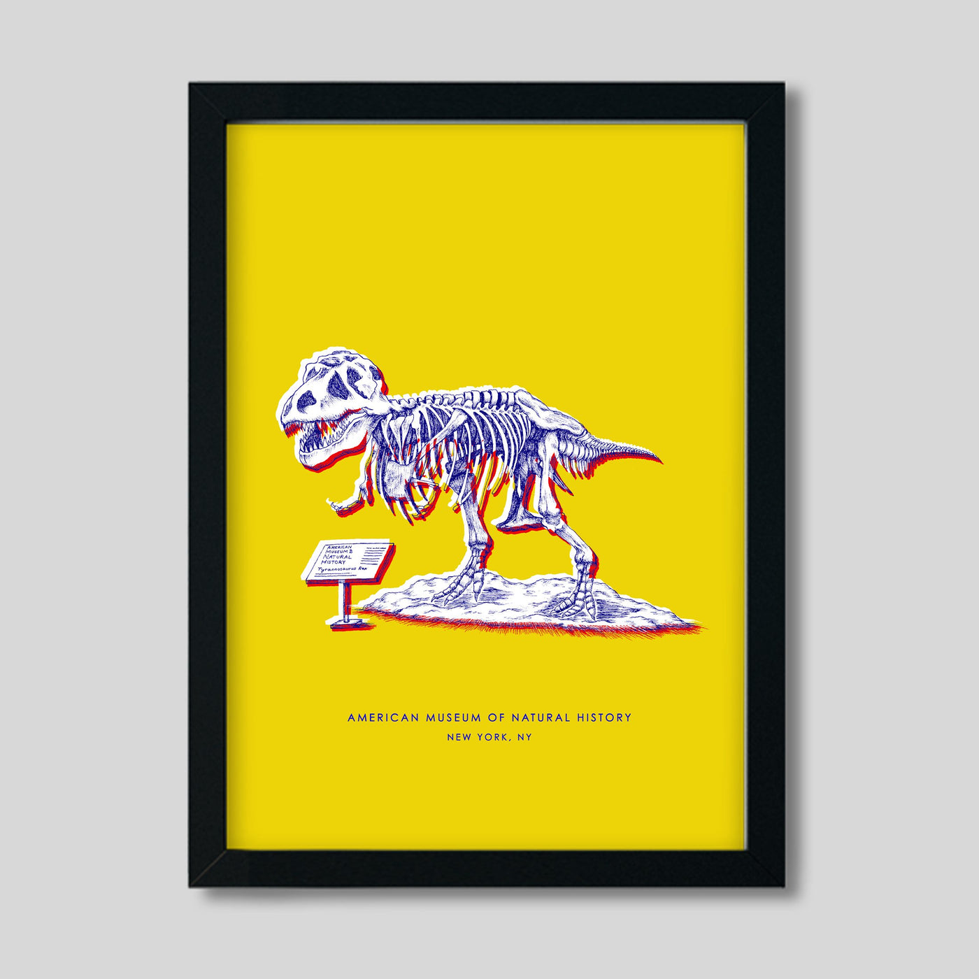 Gallery Prints Yellow Print / 8x10 / Black Frame New York Dinosaur Print dombezalergii