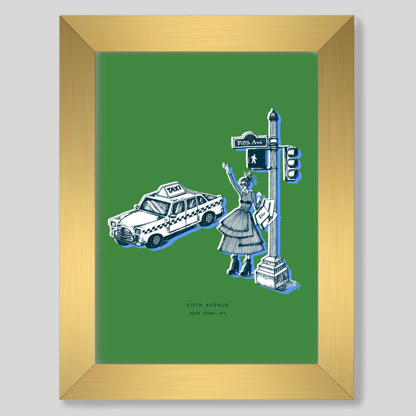 Gallery Prints Green Print / 8x10 / Gold Frame New York Fifth Avenue Print dombezalergii