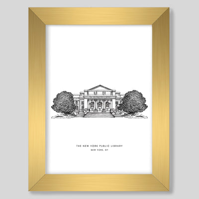 Gallery Prints Black Print / 8x10 / Gold Frame New York Library Print dombezalergii