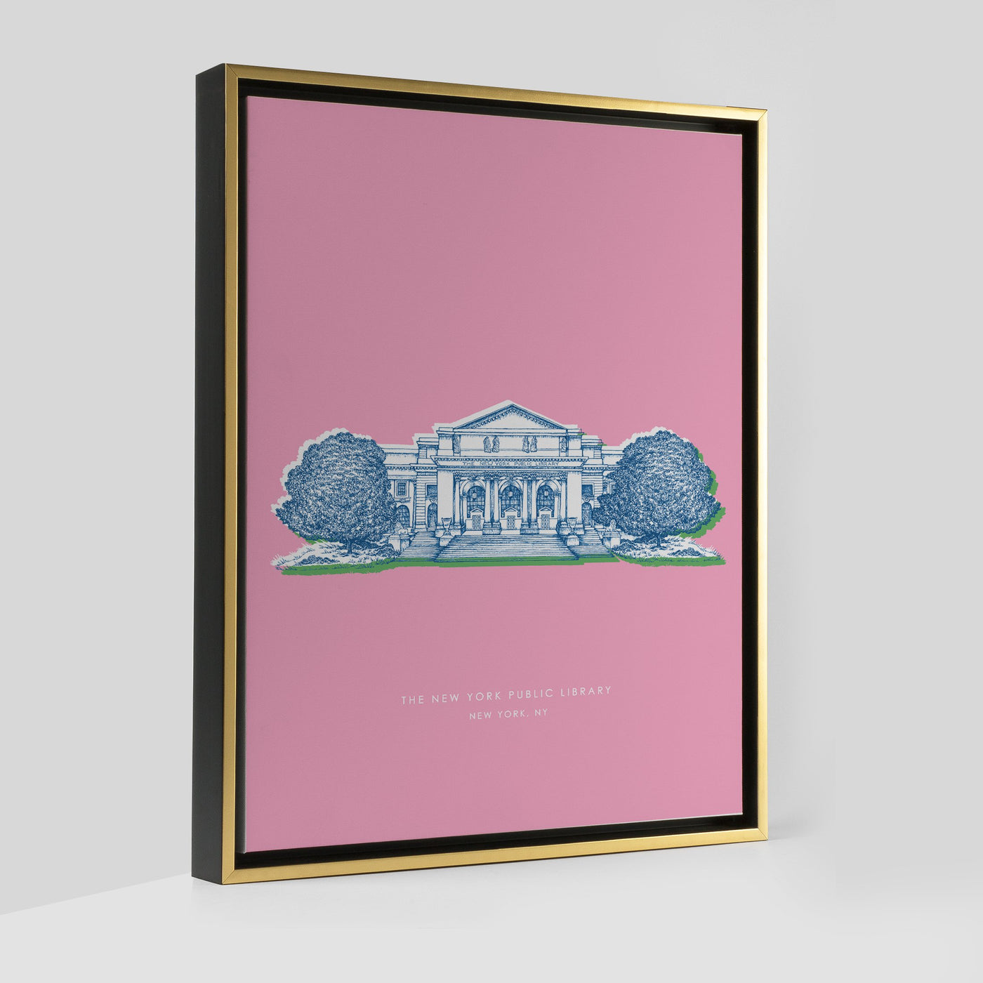 Gallery Prints Pink Canvas / 8x10 / Gold Frame New York Library Print dombezalergii