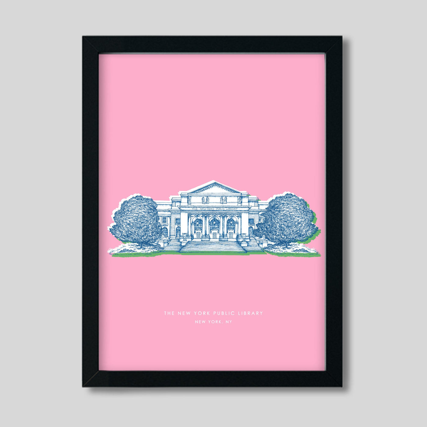 Gallery Prints Pink Print / 8x10 / Black Frame New York Library Print dombezalergii