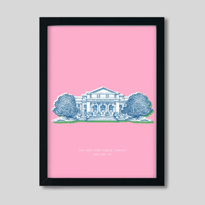 Gallery Prints Pink Print / 8x10 / Black Frame New York Library Print dombezalergii