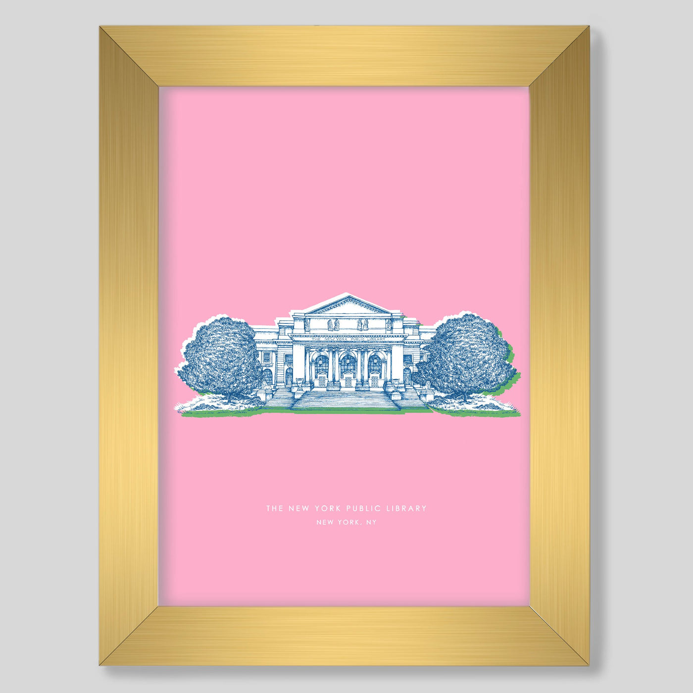 Gallery Prints Pink Print / 8x10 / Gold Frame New York Library Print dombezalergii