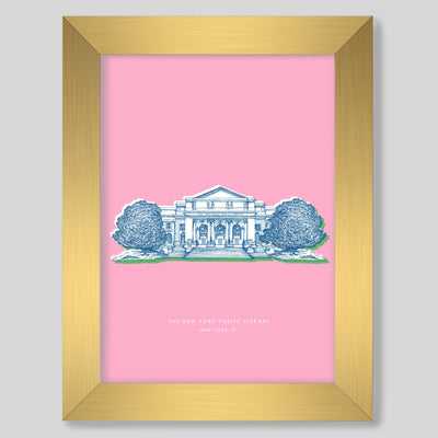 Gallery Prints Pink Print / 8x10 / Gold Frame New York Library Print dombezalergii