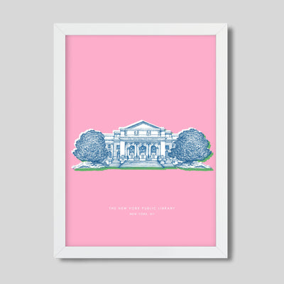 Gallery Prints Pink Print / 8x10 / White Frame New York Library Print dombezalergii