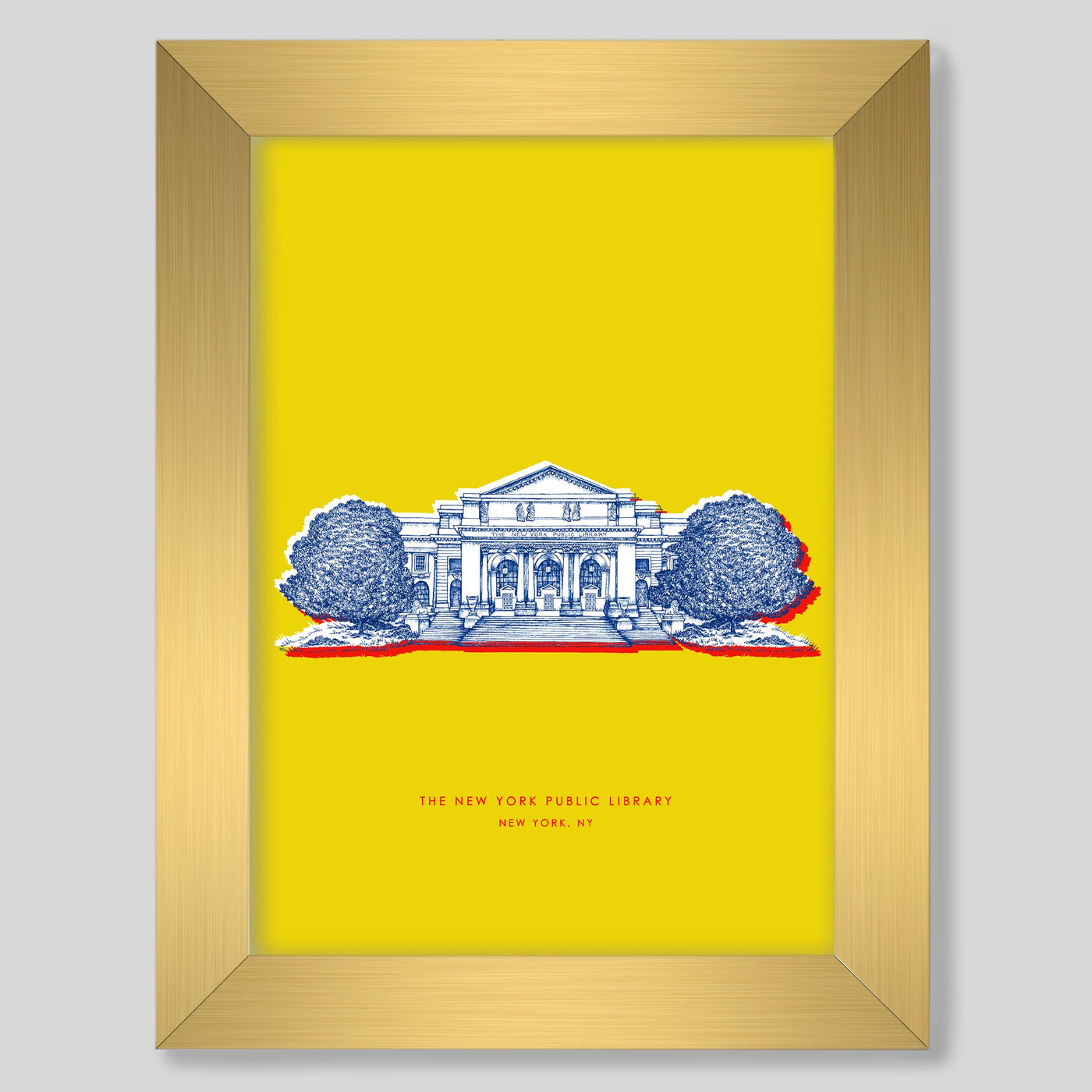 Gallery Prints Yellow Print / 8x10 / Gold Frame New York Library Print dombezalergii