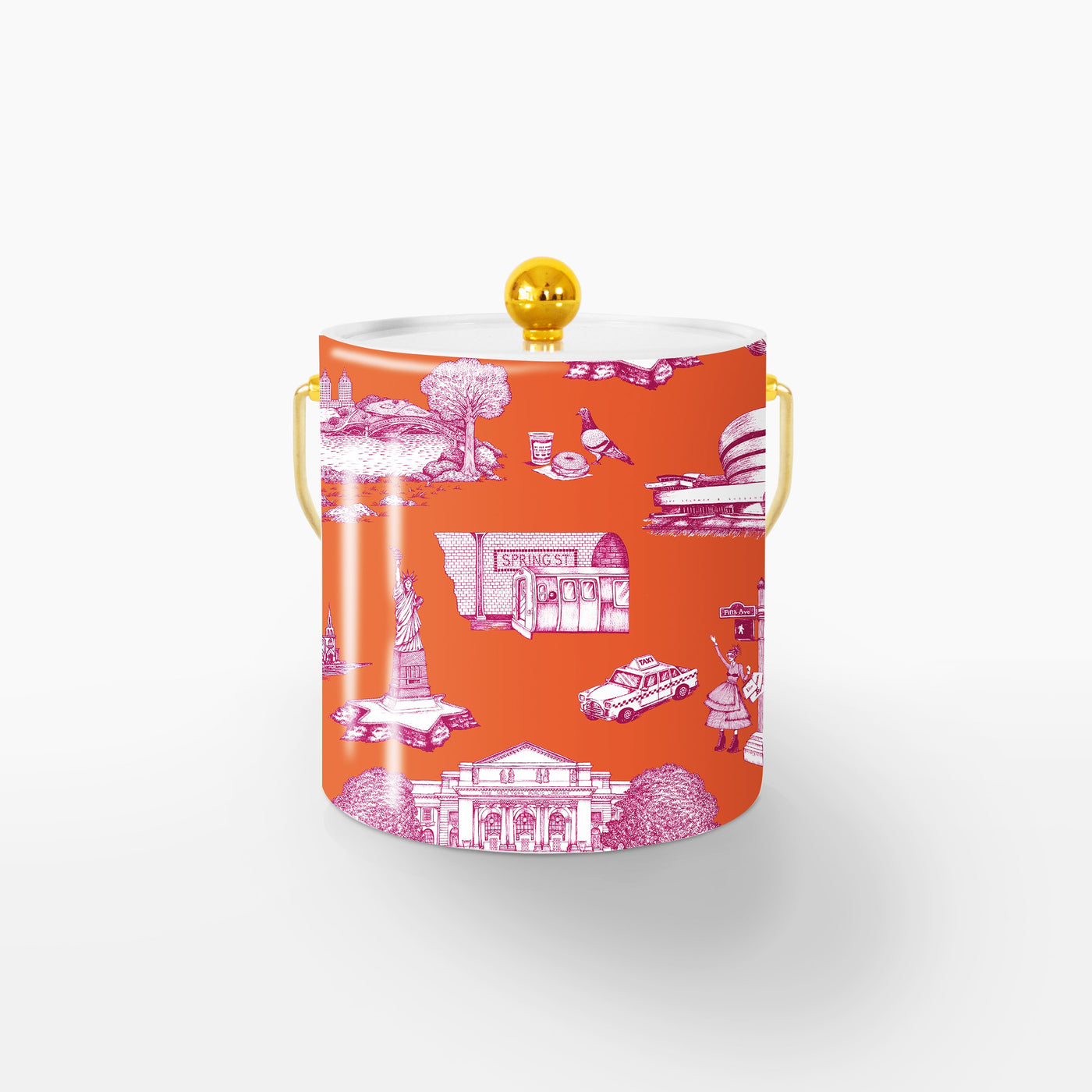 Ice Bucket Orange Magenta / Gold New York Toile Ice Bucket dombezalergii