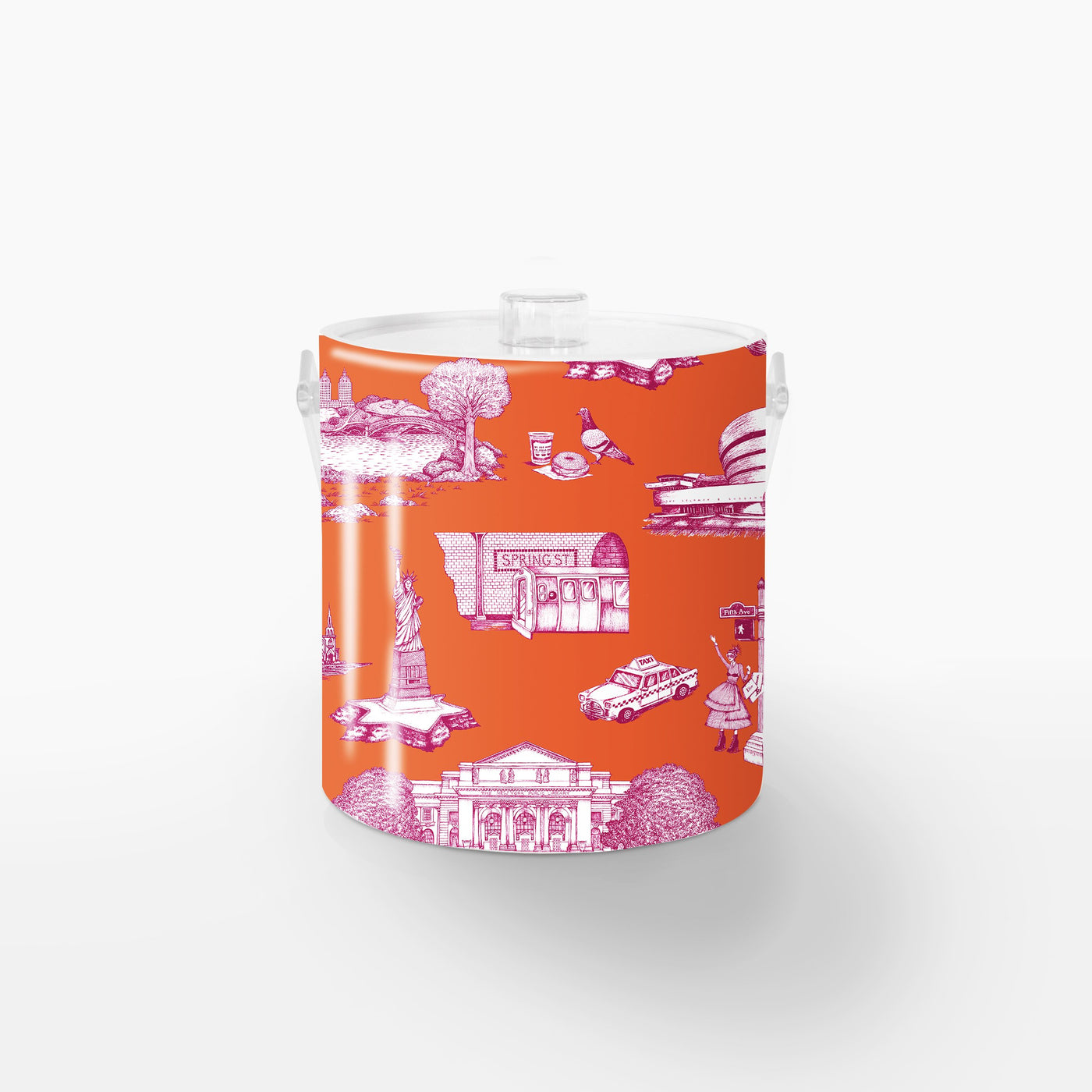 Ice Bucket Orange Magenta / Lucite New York Toile Ice Bucket dombezalergii