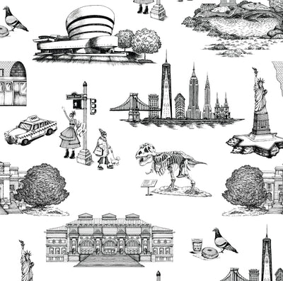 Peel & Stick Wallpaper Black / 24"x 48" New York Toile Peel & Stick Wallpaper dombezalergii