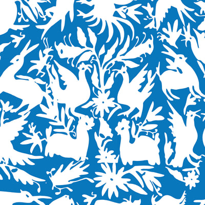 Wallpaper Single Roll / Blue White Otomi Wallpaper dombezalergii
