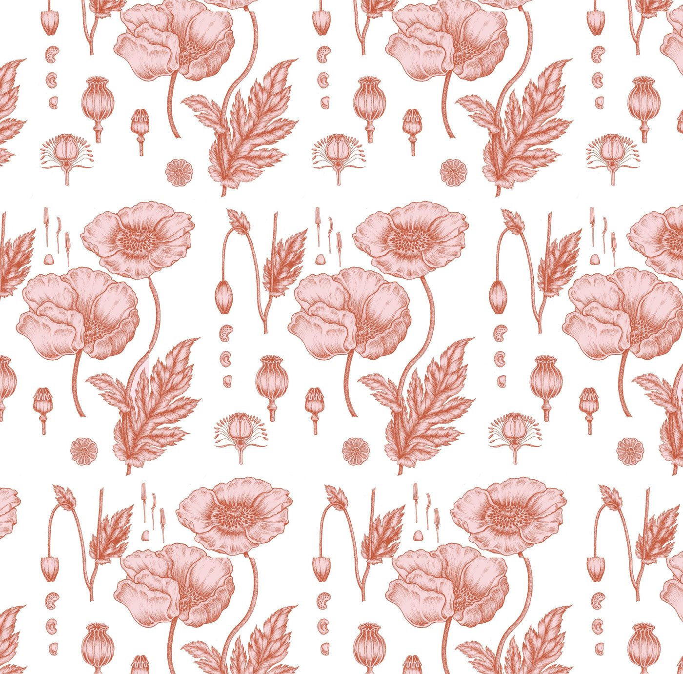 Peel & Stick Wallpaper Pink / 24"x 48" Poppy Peel & Stick Wallpaper dombezalergii