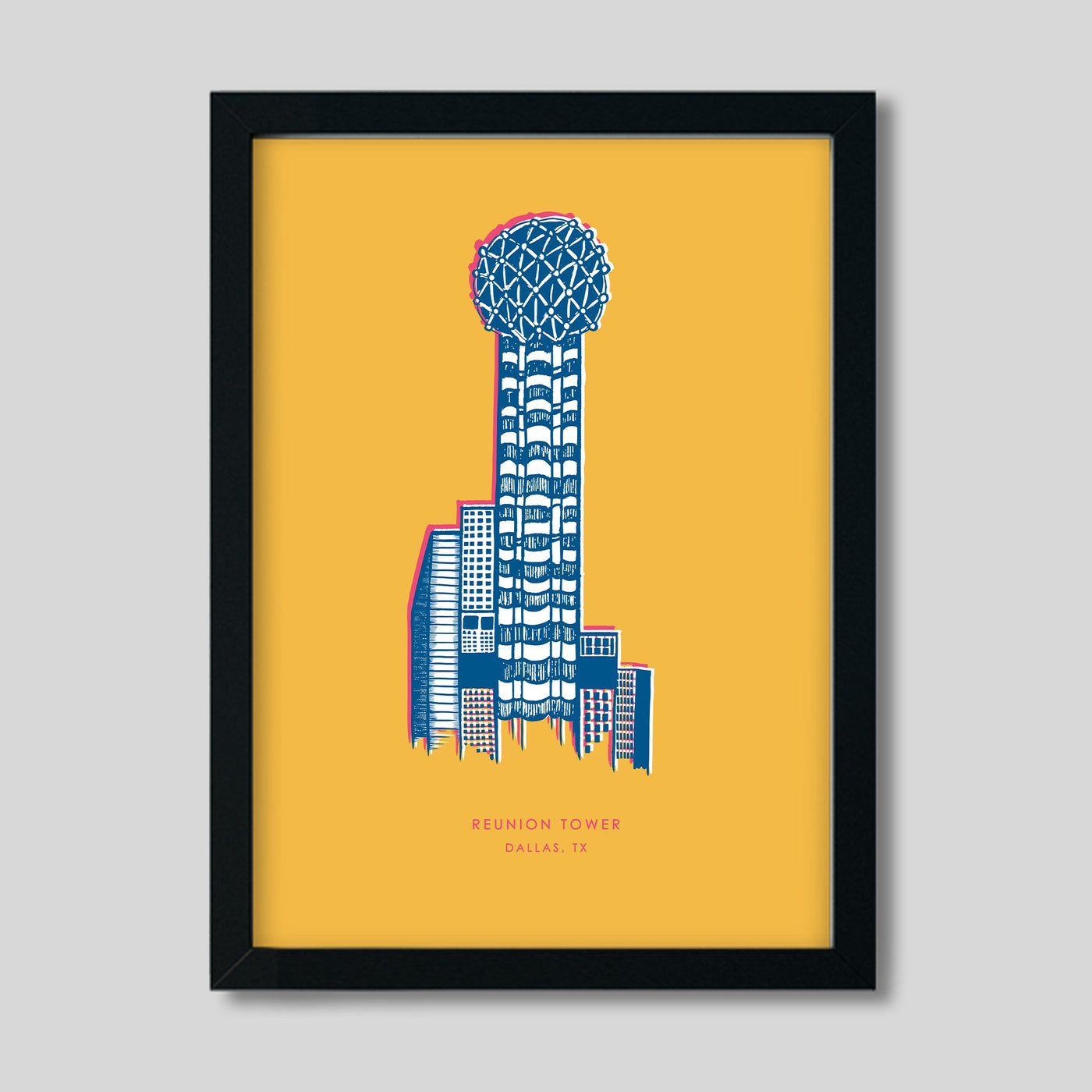 Gallery Prints Yellow / 8x10 / Black Frame Reunion Tower Gallery Print dombezalergii