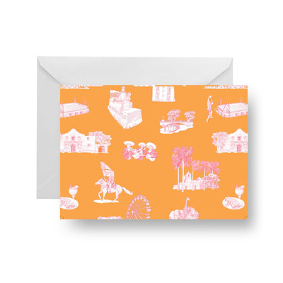 Folded Notecard Orange Pink San Antonio Toile Folded Notecard dombezalergii