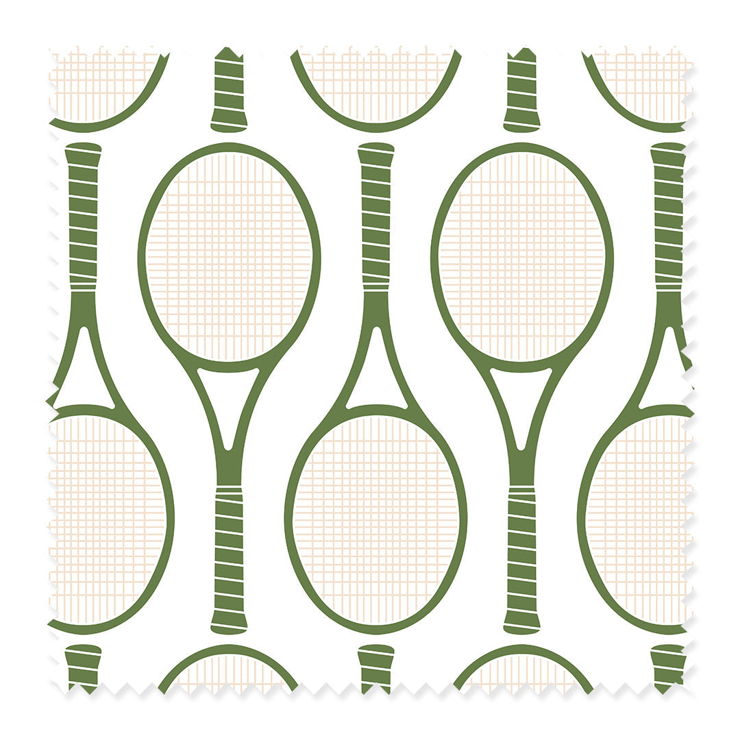 Fabric Cotton Twill / By The Yard / Green Tennis Racket Fabric dombezalergii