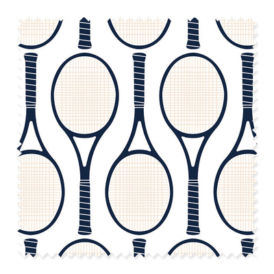 Fabric Cotton Twill / By The Yard / Navy Tennis Racket Fabric dombezalergii
