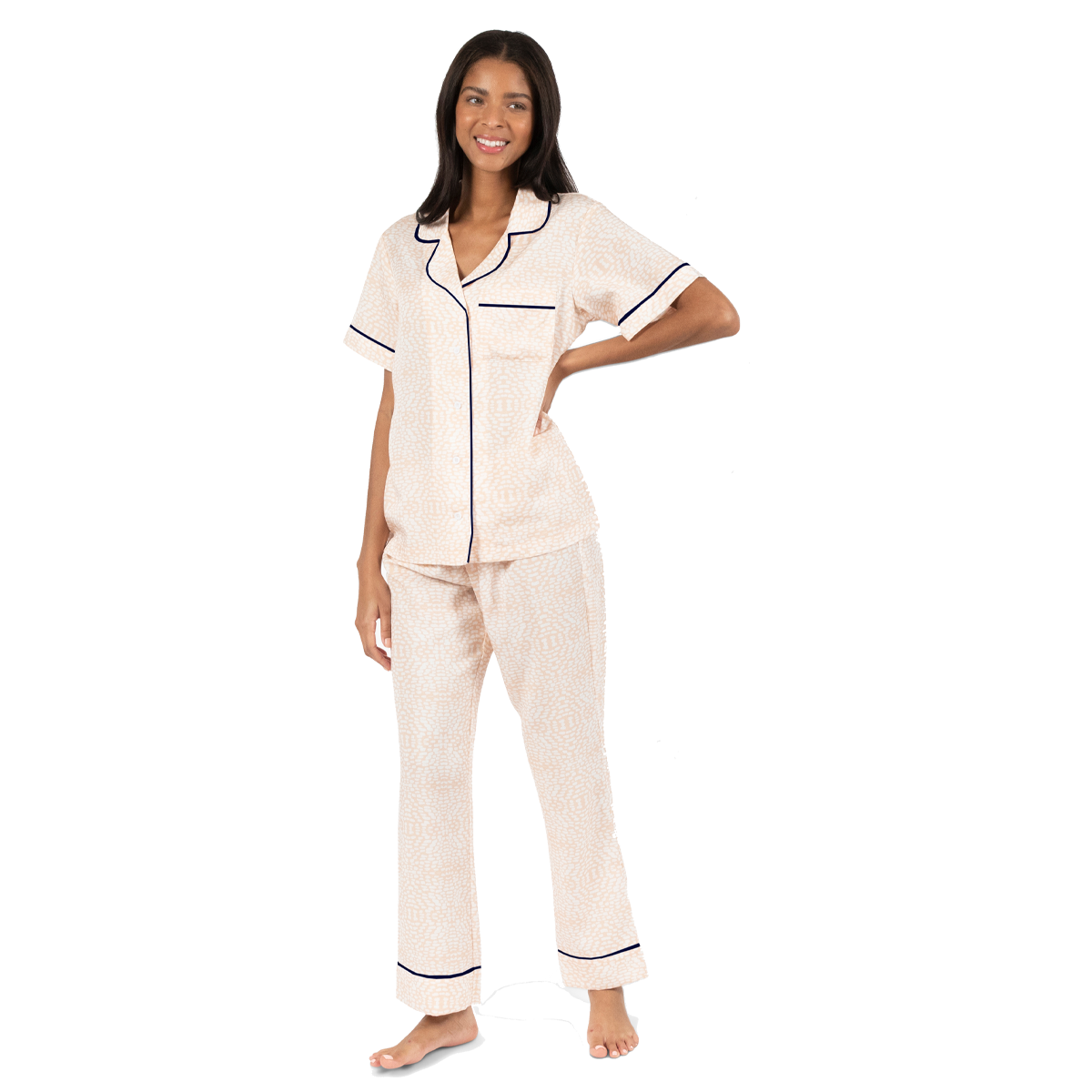 Pajama Set XS / Blush/White Watermarks Pajama Pants Set dombezalergii